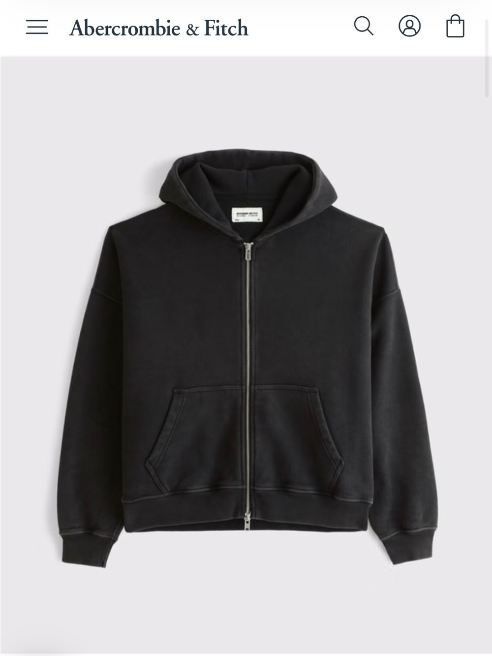 Abercrombie & Fitch Black Full-Zip Hooded Sweatshirt